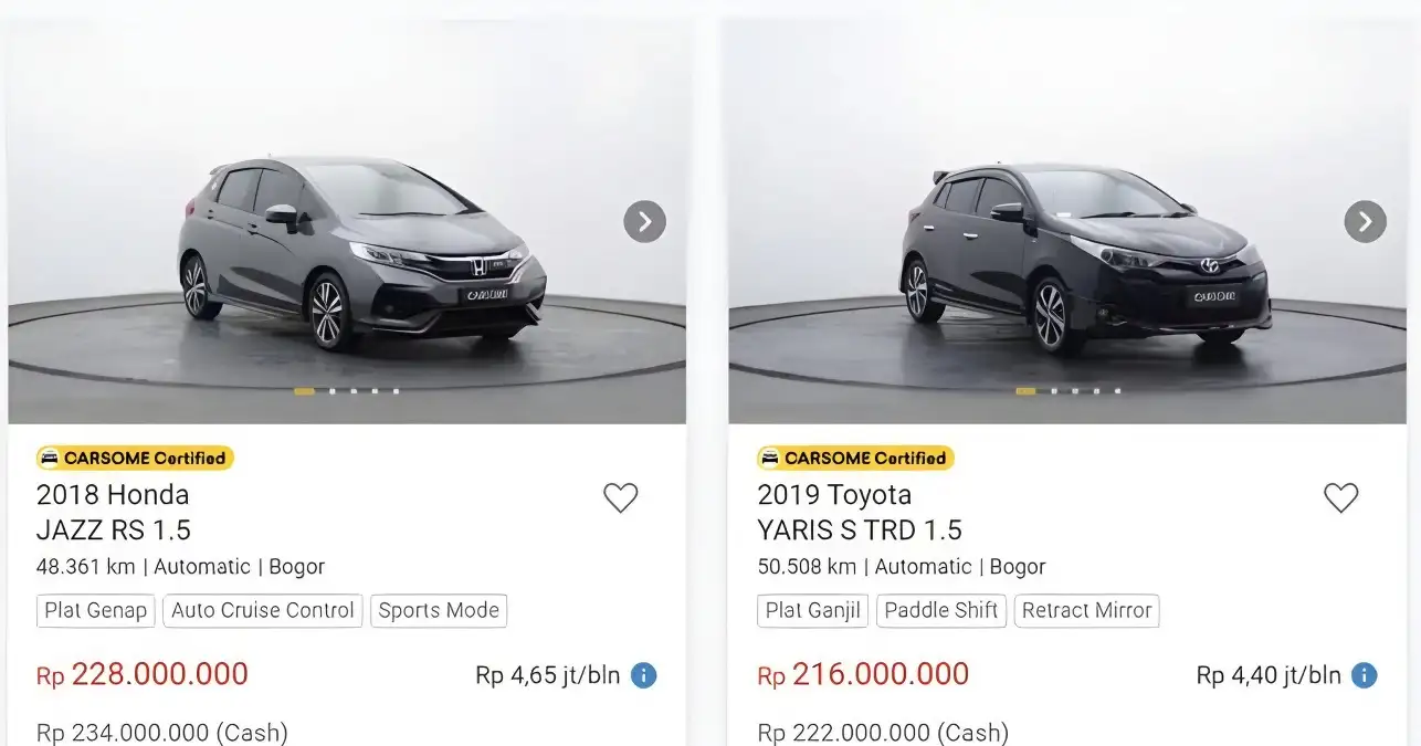 Anak Muda Pilih Mobil Bekas Favorit di Carsentro Bogor dengan DP Murah ala CARSOME