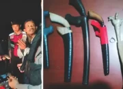 Pria Misterius Dibekuk Polisi setelah Terbukti Membawa Tiga Badik dan Lima Keris, Mengaku Sebagai Dukun di Pagelaran Utara Pringsewu