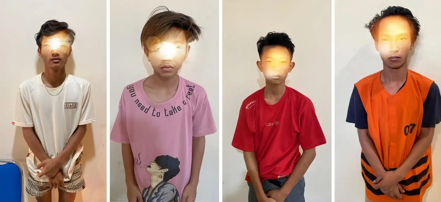 Bacok Pemotor hingga Pingsan di Jalinsum Kalianda, Polisi Amankan Empat Remaja ini