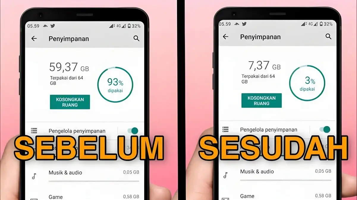 Cara mengosongkan ruang penyimpanan ponsel Android