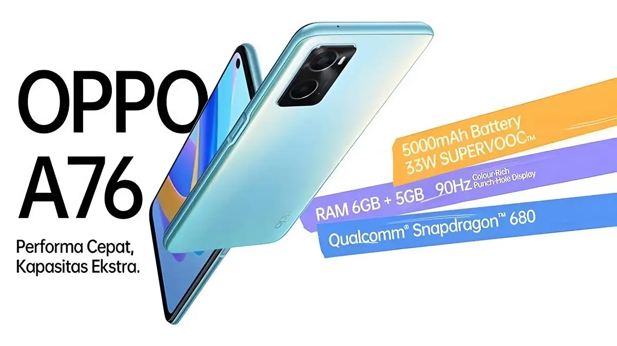 Oppo A76 HP Tangguh Entry Level, Pengisian Cepat 33W dan Layar Refresh Rate Tinggi