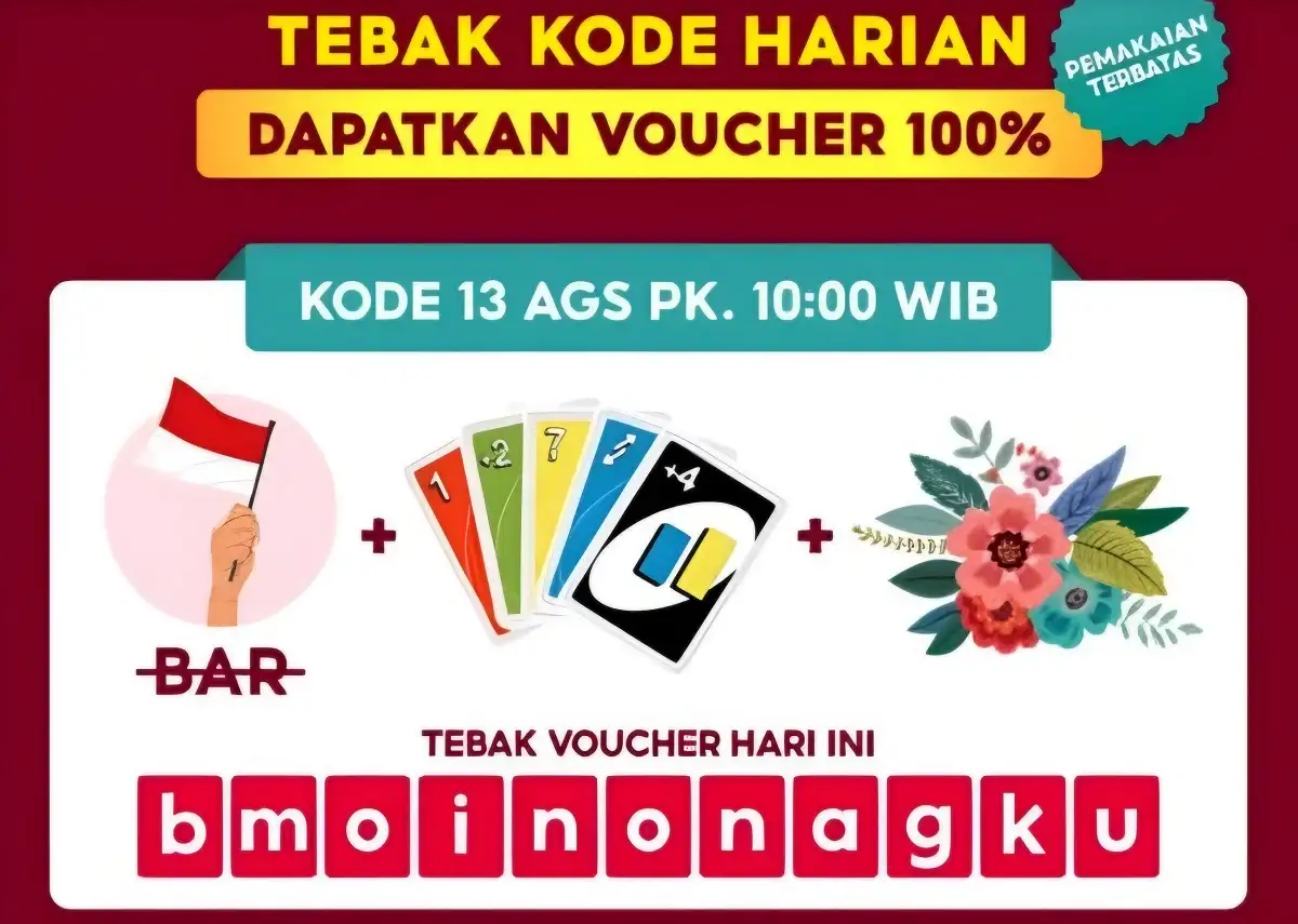 TERKINI! Bocoran Kode Voucher Badai Shopee 13 Agustus 2023 Dengan gambar bendera, angka dam bunga