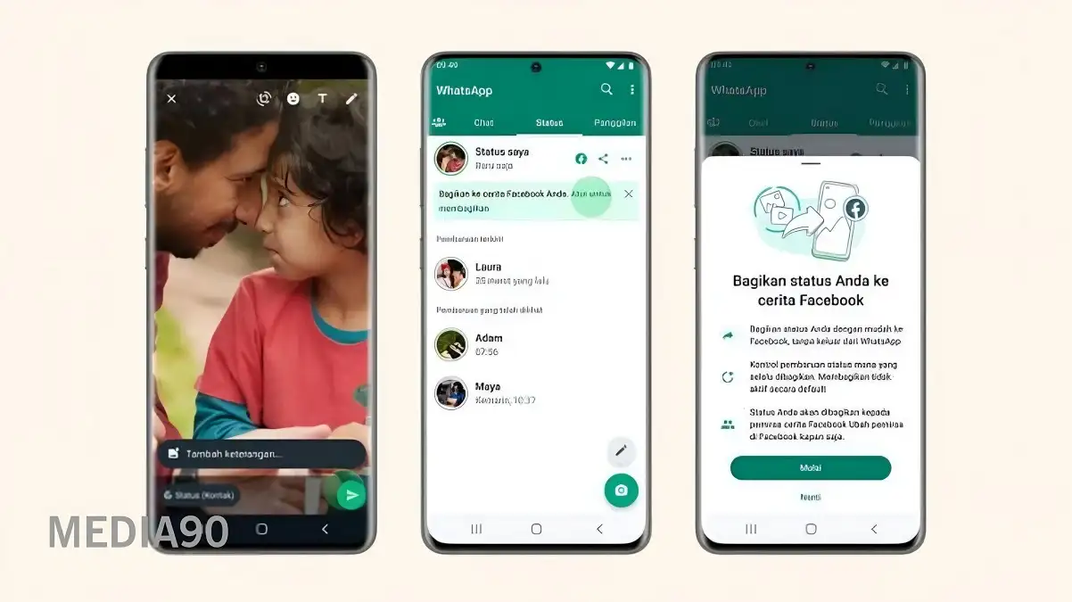 Cara membagikan status WhatsApp ke Facebook Story
