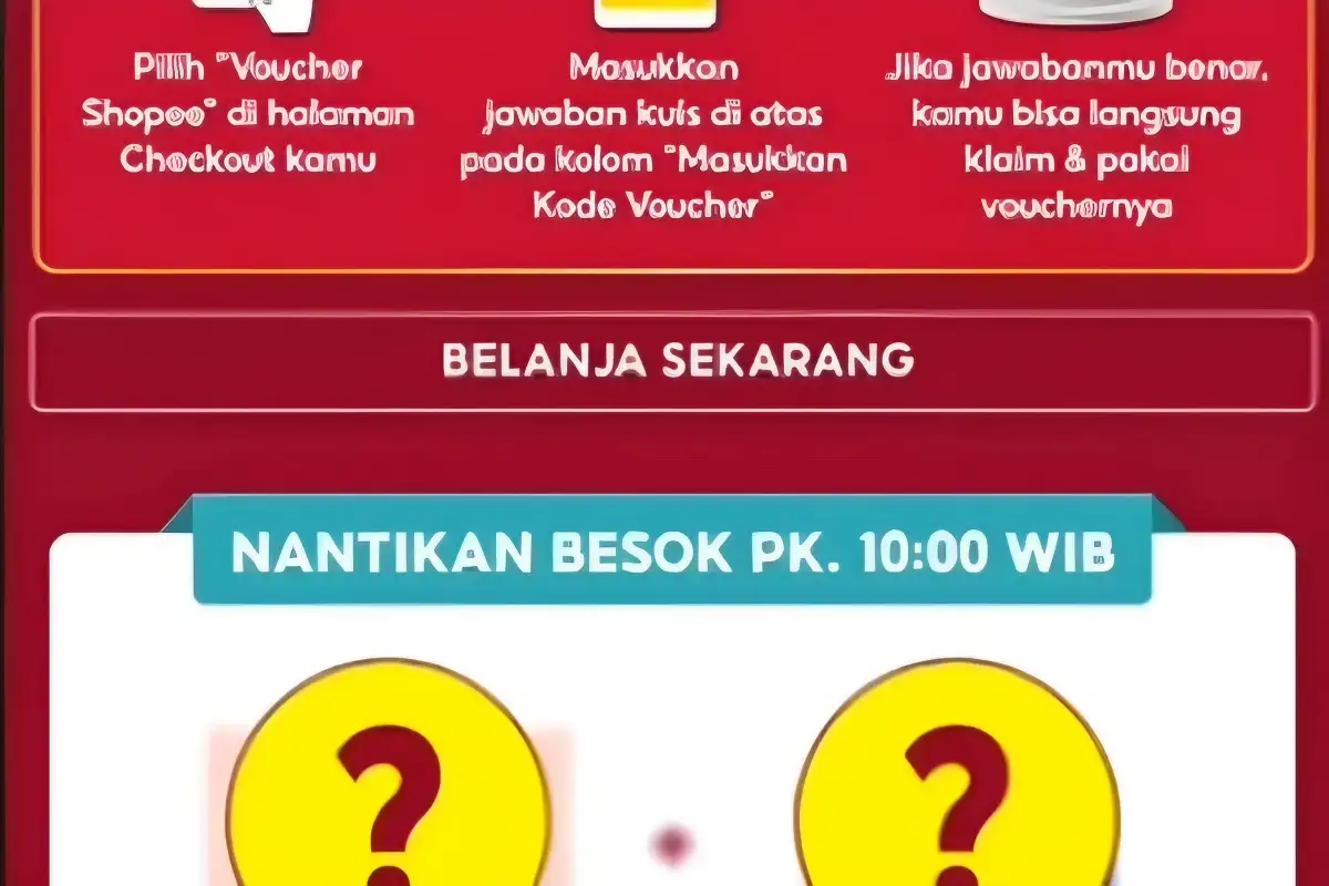 SAH! Kunci Jawaban Kode Voucher BADAI SHOPEE Hari Ini, Rabu 6 September 2023 mendapatkan voucher belanja