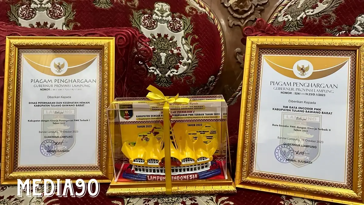 Berhasil Tangani Wabah PMK Terbaik, Pemkab Tulangbawang Barat Raih Dua Penghargaan Gubernur Lampung
