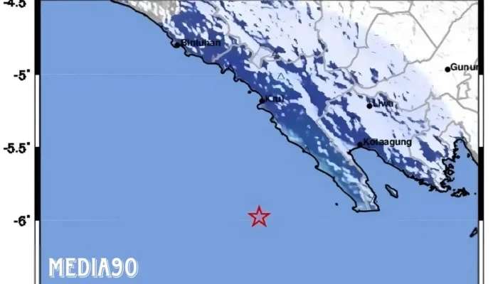 Gempa Bumi Tektonik Guncang Wilayah Pesisir Barat, Lampung