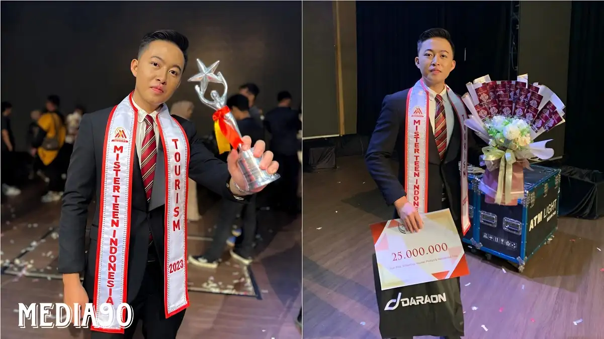 Fabia Yuwenbi Mahasiswa Teknokrat Juara Nasional Mister Teen Indonesia Tourism 2023, di Bandung