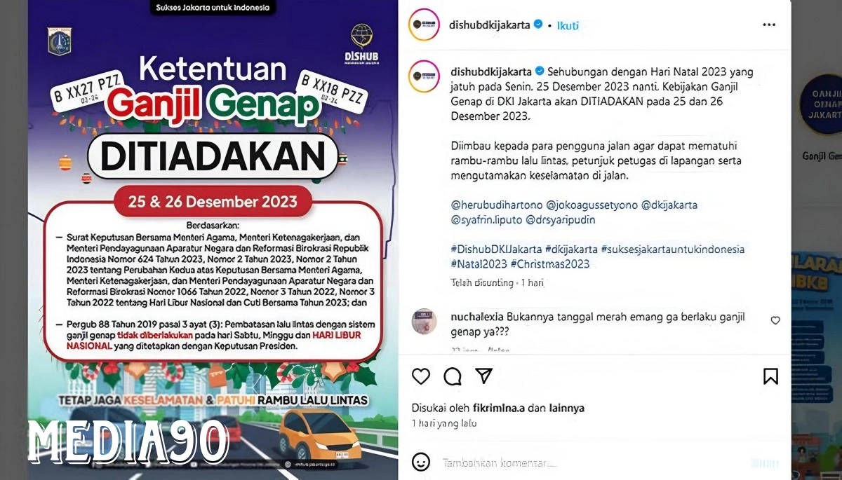 Libur Natal 2023, Aturan Ganjil Genap Di Jakarta Ditiadakan