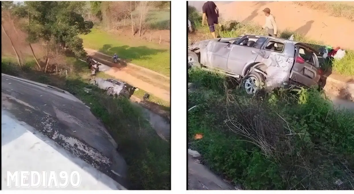 Pecah Ban, Pajero Terjun Bebas di Tol Terbanggi Besar-Kayu Agung, Tiga Luka Dilarikan ke Rumah Sakit