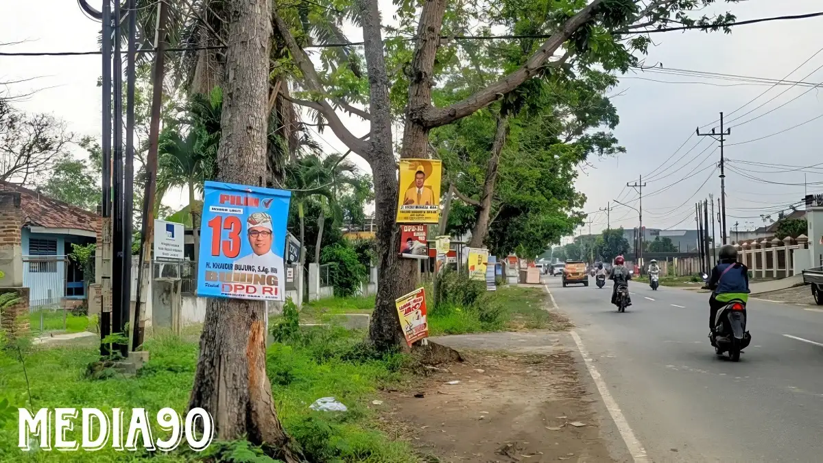 Puluhan APK Caleg di Bandar Lampung Dipasang di Pohon, Warga Minta Bawaslu Segera Tertibkan