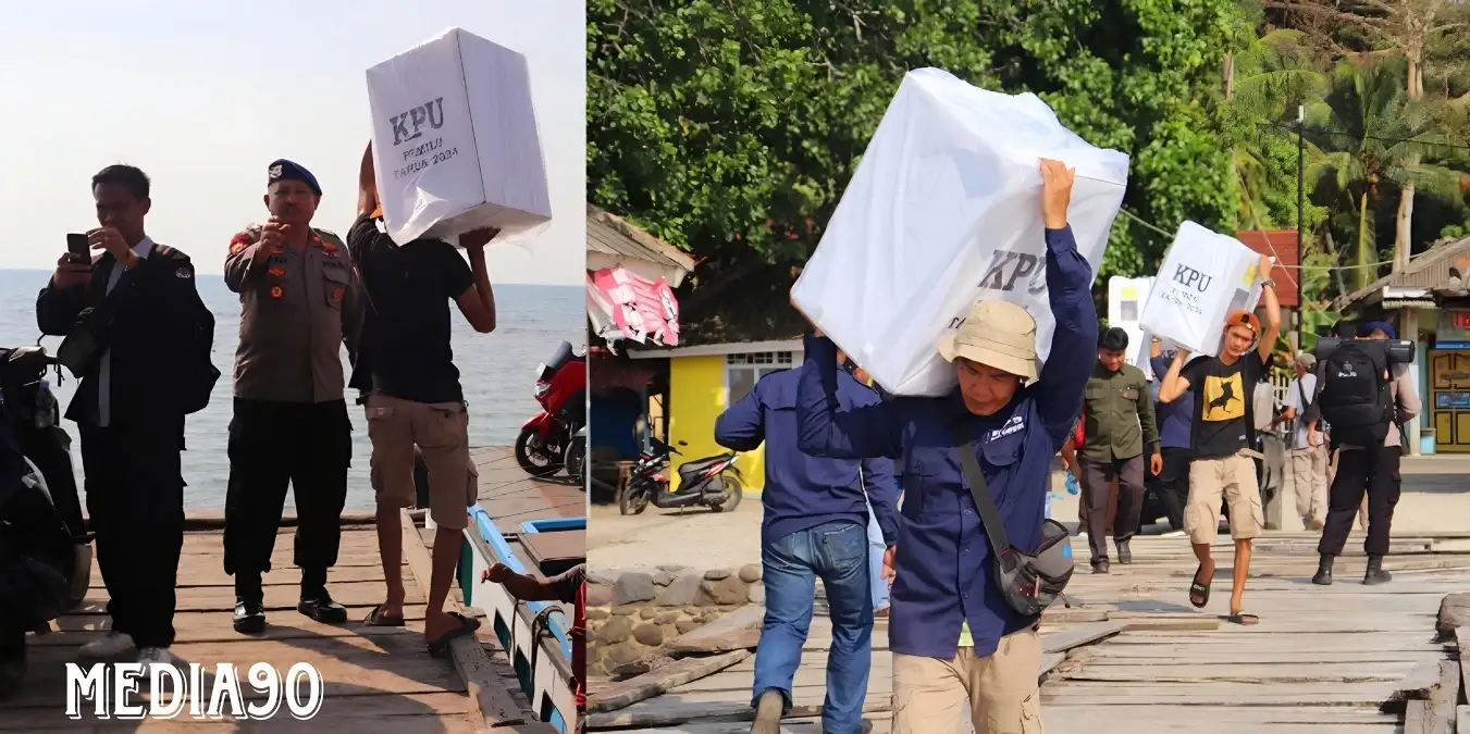 Dibungkus Plastik dan Pelampung, 40 Kotak Logistik Pemilu Dikirim ke Pulau Sebesi Lampung Selatan