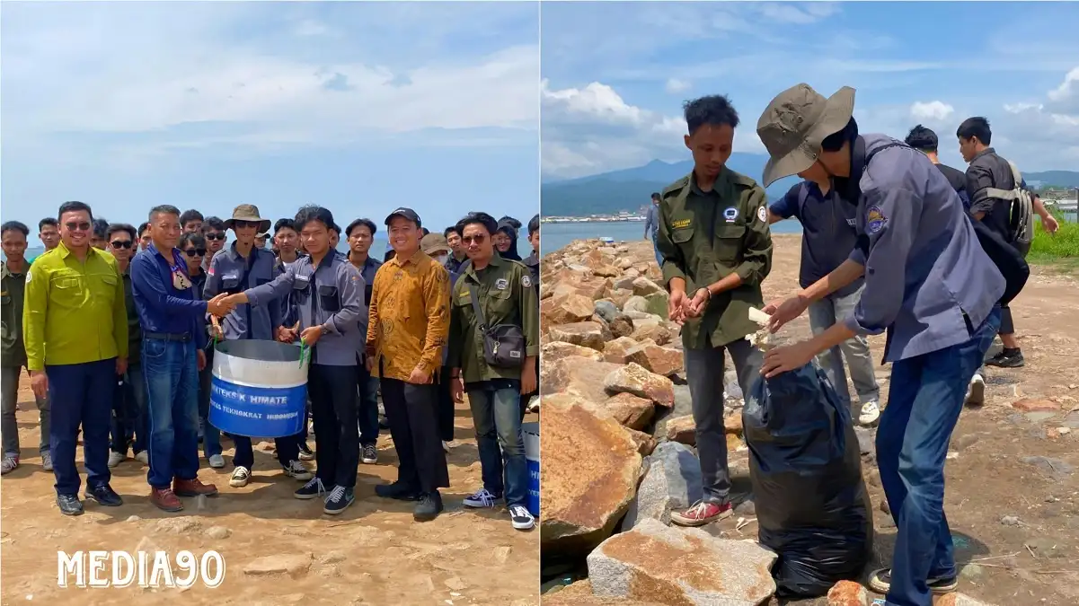 Mahasiswa FTIK Universitas Teknokrat Indonesia Menggelar Bersih Pantai