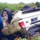 Isuzu Panther Berpenumpang Enam Warga Bumi Dipasena Jaya Terjungkal di Jalan Poros Rawajitu BNIL