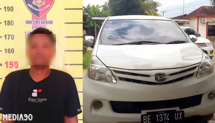 Tertangkap! Pria Tulang Bawang Bawa Kabur Mobil Rental Warga Lambu Kibang, Ditangkap di Mesuji
