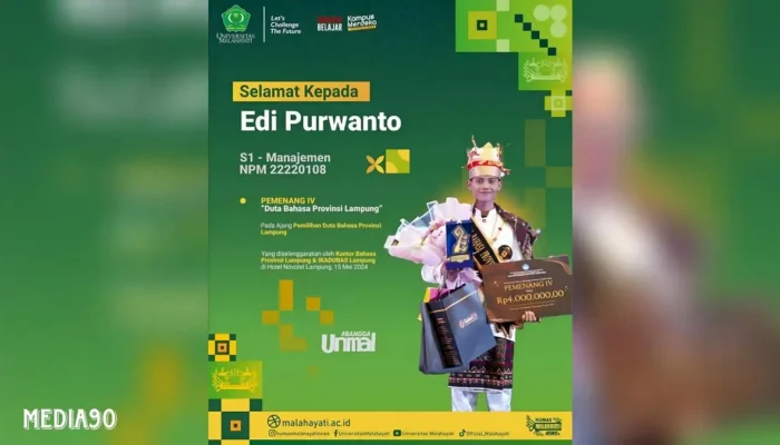 Mahasiswa Manajemen Universitas Malahayati Raih Gelar Juara Duta Bahasa Provinsi Lampung