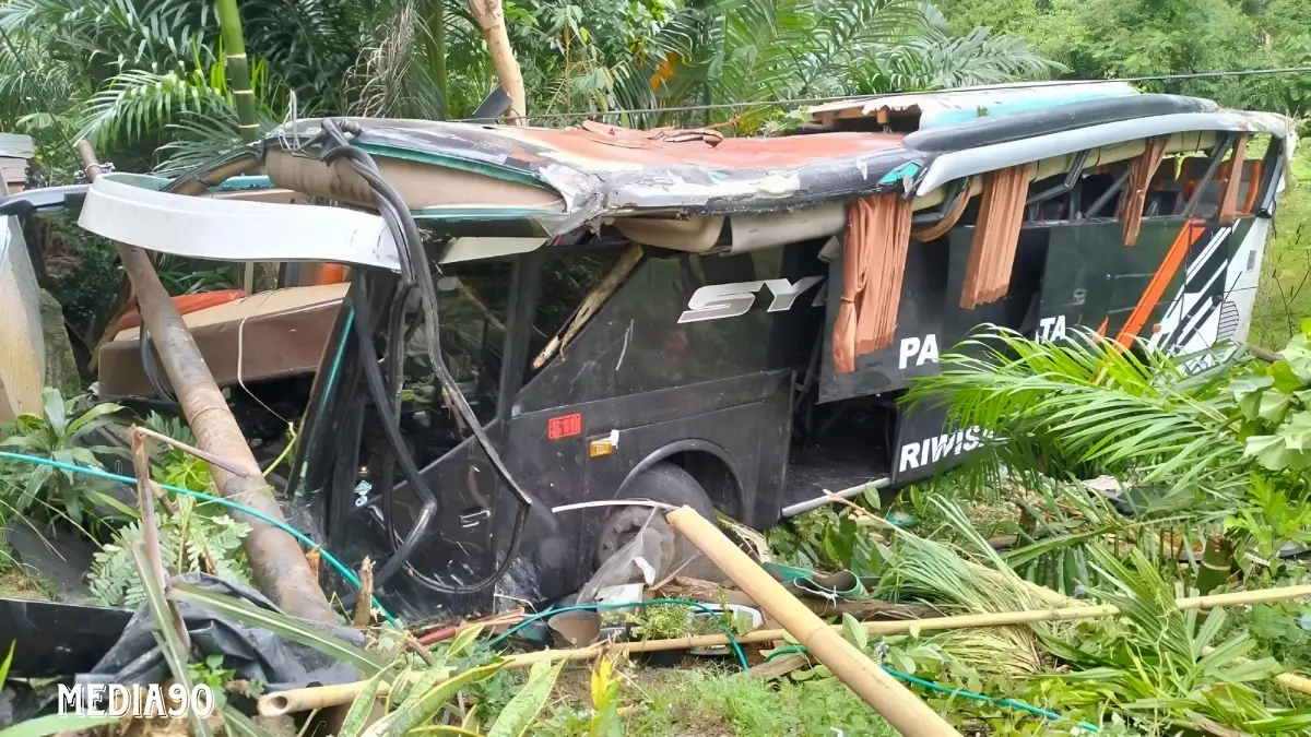Rem Blong, Bus Studi Tour Angkut Pelajar MIN 1 Pesisir Barat Terjun ke Jurang Sedayu Tanggamus