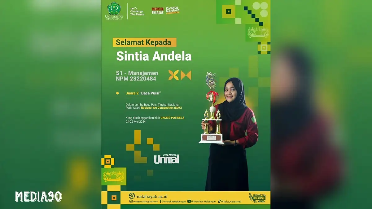 Sintia Andela, Mahasiswa Universitas Malahayati, Raih Juara Lomba Baca Puisi Tingkat Nasional