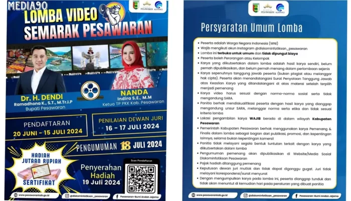 Sensasi Kreatifitas: Lomba Video HUT Pesawaran ke-17, Dihadiahkan Jutaan Rupiah oleh Diskominfotiksan