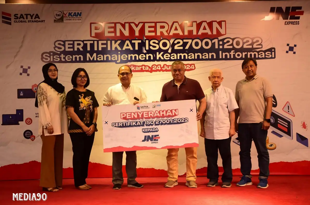 JNE Express Raih Sertifikat ISO 270012022, Perkuat Komitmen Keamanan Data Pelanggan