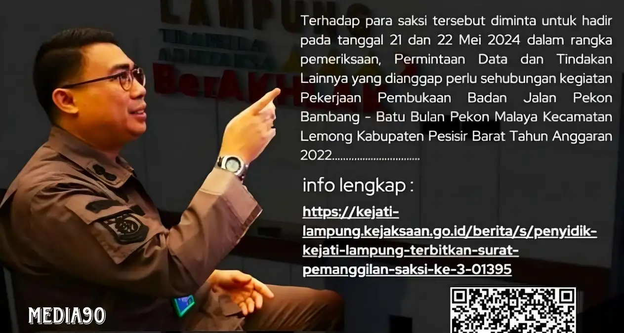 Kasus Korupsi Jalan di Lemong Hampir Rp1 Miliar, Kejati Lampung Periksa Kepala BPKAD Pesisir Barat