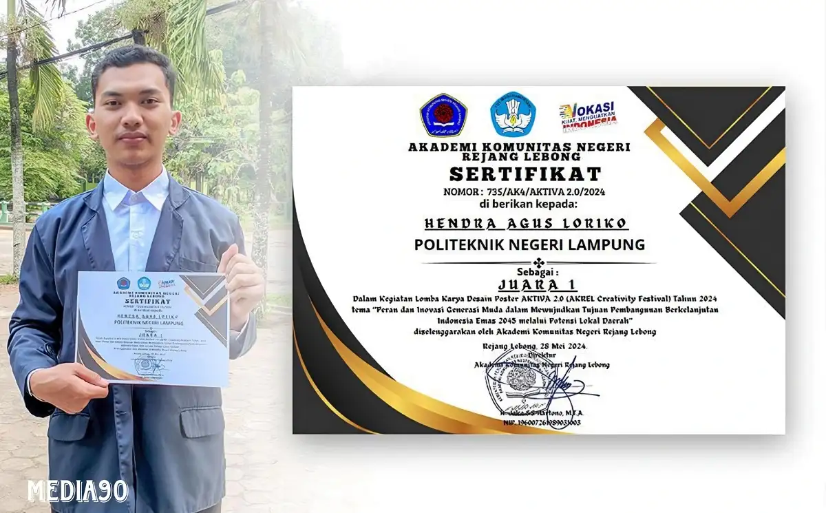 Mahasiswa Polinela Hendra Agus Loriko Juara Lomba Karya Desain Poster AKTIVA 2.0