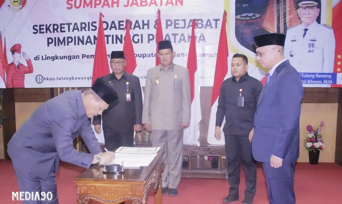 Pj Bupati Tulang Bawang Lantik Sekda dan Pejabat Tinggi Pratama, ini Namanya