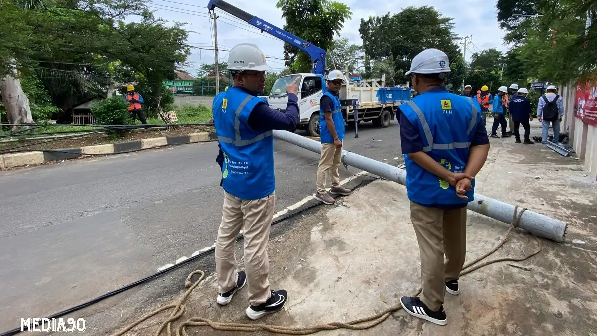 Pohon Tumbang di Pengajaran Bandar Lampung Timpa Tiang Listrik Hingga Patah, PLN Gerak Cepat Normalkan Pasokan Listrik