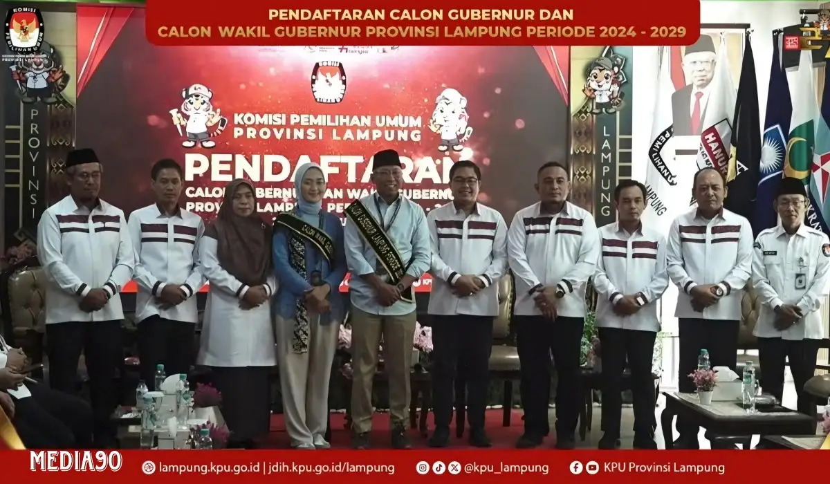 Diusung 11 Partai Politik, Pasangan Rahmat Mirzani Djausal dan Jihan Resmi Daftar Calon Gubernur dan Wakil Gubernur Lampung ke KPU