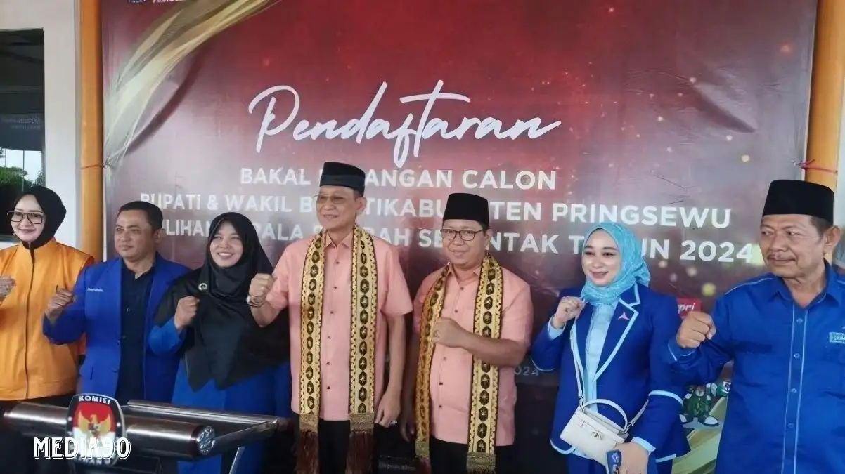 Diusung PAN dan Demokrat, Adi Erlansyah - Hisbullah Jadi Paslon Bupati dan Wakil Bupati Pringsewu Pertama Daftar ke KPU