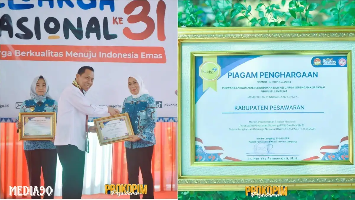 Pesawaran Terima Penghargaan Atas Penurunan Angka Stunting Terbesar di Harganas Ke-31
