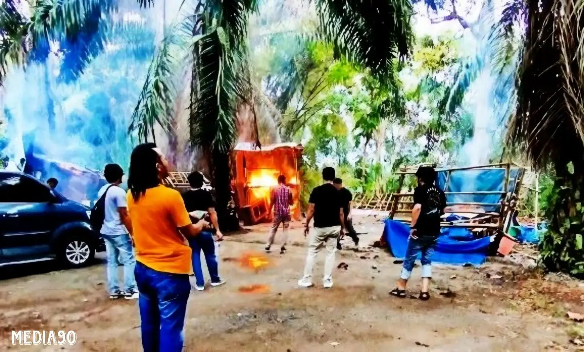 Diduga Markas Peredaran Narkoba, Polisi Bakar Gubuk di Kebun Sawit Gunungsugih Lampung Tengah
