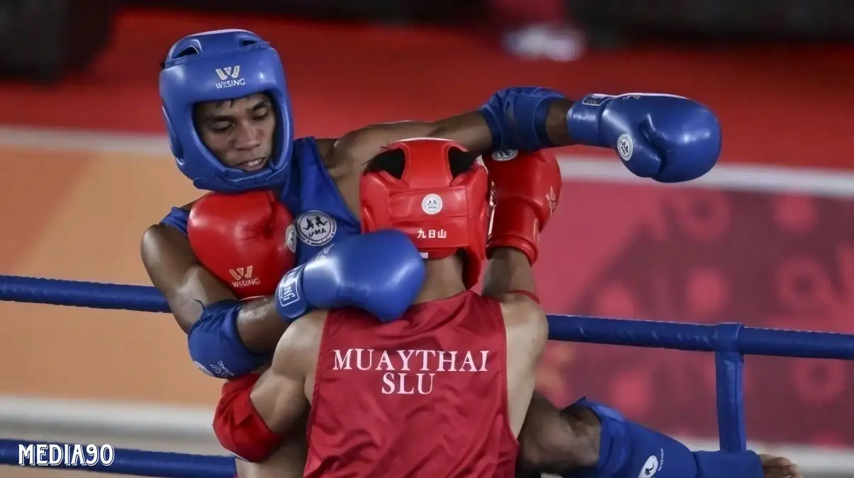 PON Aceh - Sumut, Petarung Muaythai Lampung Sukses Kalahkan Petarung Sulut Peraih Emas PON Papua