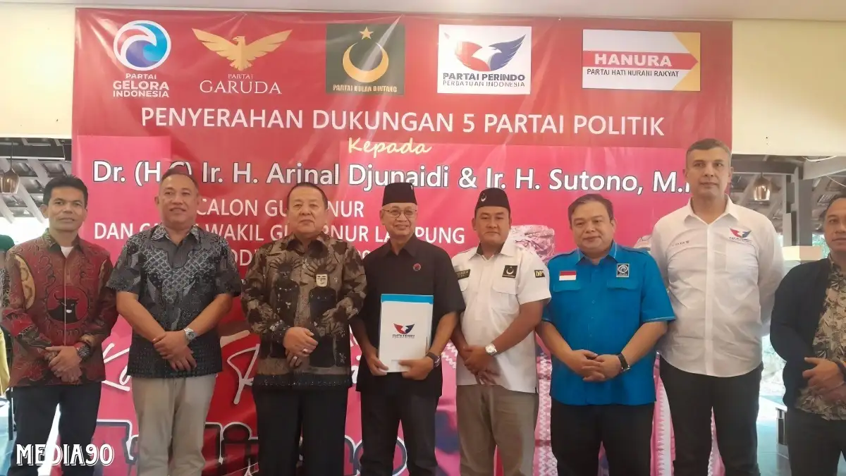 Partai Gelora, Garuda, PBB, Perindo, dan Hanura Serahkan Dukungan ke Pasangan Arinal - Sutono di Pilgub Lampung 2024