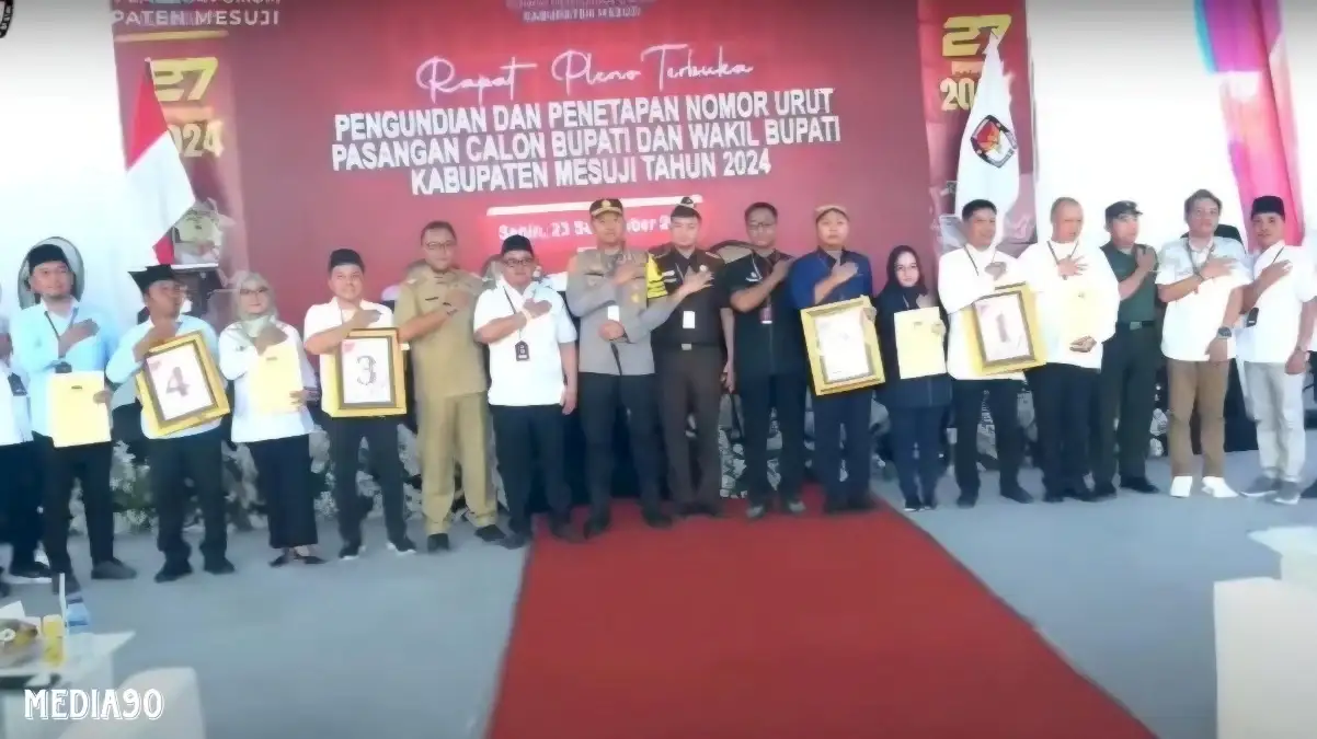 Pilkada Mesuji 2024, Paslon Syamsudin - Yulivan Nomor Urut 1, Elfianah - Yugi Nomor 2, Edi - Tri Nomor 3, dan Suprapto - Fuad Nomor 4