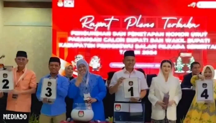 Pilkada Pringsewu 2024: Fauzi – Laras Raih Nomor Urut 1, Adi – Hisbullah Nomor 2, Riyanto – Umi Nomor 3, Ririn – Wiriawan Nomor 4