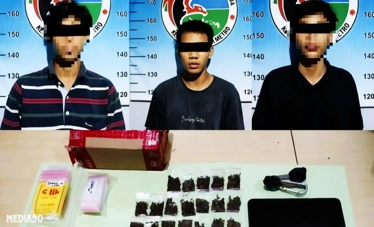 Polisi Gerebek Rumah di Hadimulyo Timur Metro, Tiga Remaja dan Puluhan Bungkus Tembakau Gorila Diamankan