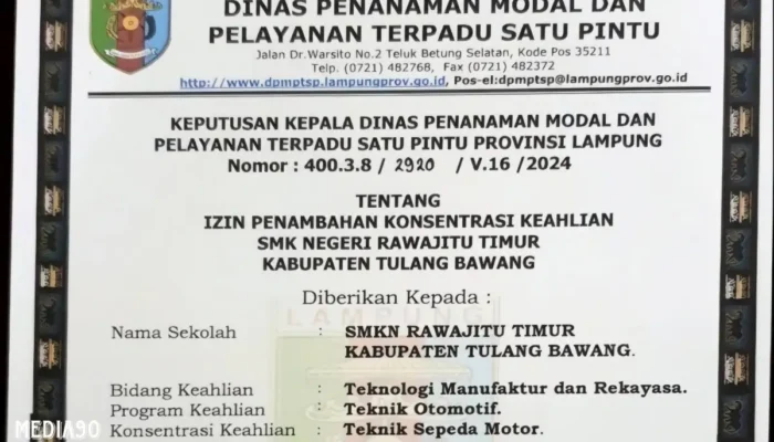 SMKN Rawajitu Timur Tulang Bawang Resmi Tambah Konsentrasi Keahlian Teknik Sepeda Motor
