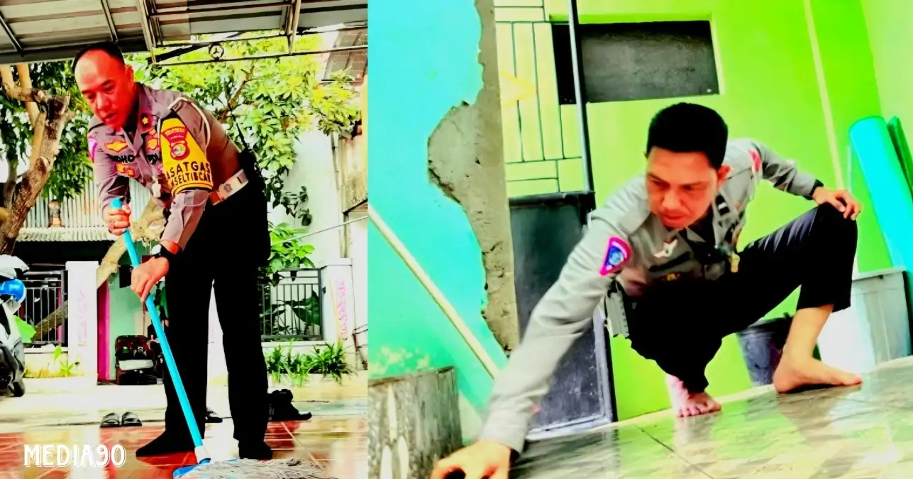 Sambut Hari Lalu Lintas Bhayangkara le-69, Kasat Lantas Polresta Bandar Lampung Kompol Rido Rafika Ngepel Masjid
