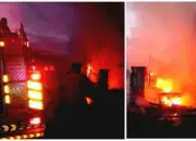 Percikan Api Tambal Ban Picu Kebakaran, Bengkel di Talang Padang Tanggamus Ludes, Pemilik Terluka dan Rugi Rp70 Juta