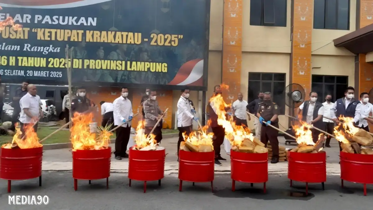 Ciduk 46 Pelaku Hingga Libatkan Jaringan Fredy Pratama, Polda Lampung Musnahkan 163 Kg Ganja dan 68,9 Kg Sabu