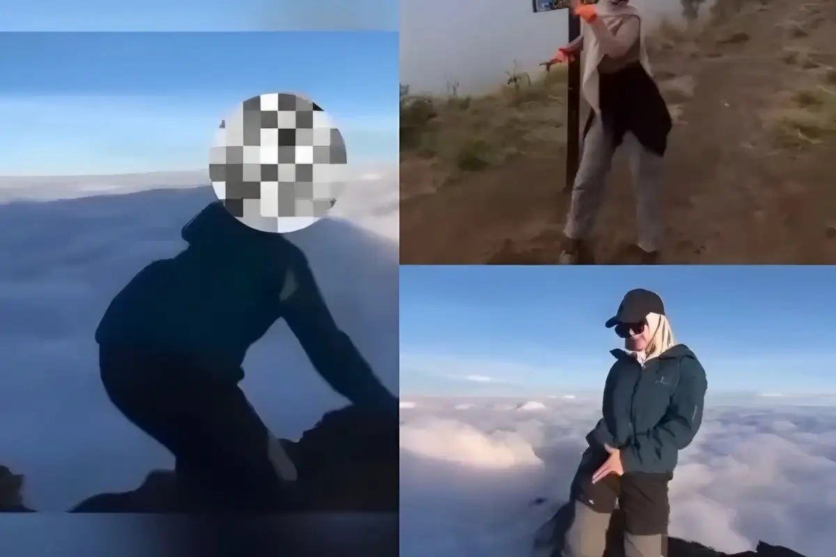Heboh! Pendaki Berhijab Joget di Puncak Rinjani, Netizen Kritik: Gunung Bukan Panggung TikTok