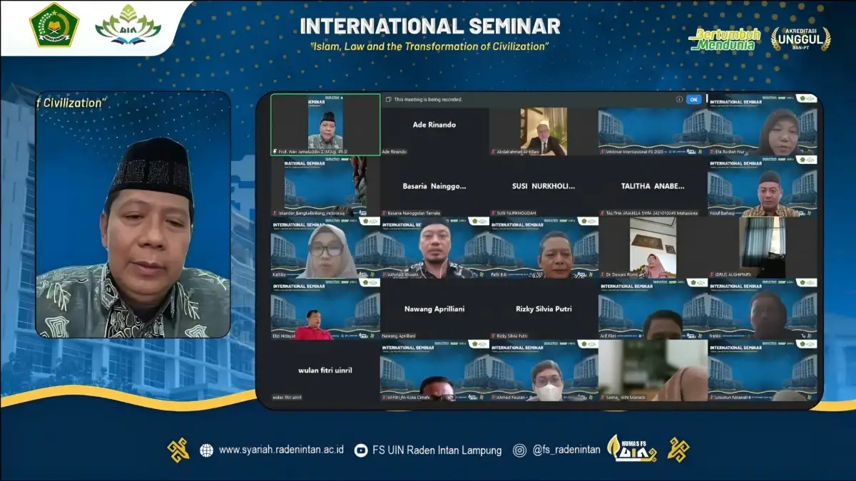 UIN Raden Intan Lampung Bahas Islam, Hukum, dan Peradaban dalam Webinar Internasional Fakultas Syariah