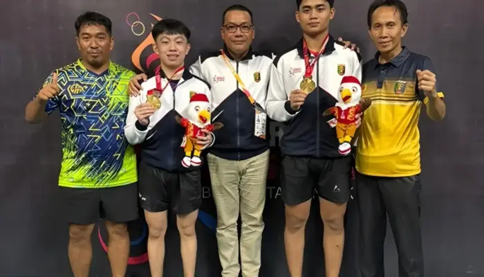 Atlet Pelajar Lampung Ukir Sejarah, Sabet Emas Pertama di Tenis Meja Ganda Putra Popnas 2025