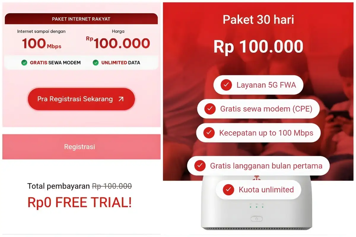 Dapatkan Free Trial Internet Rakyat Rp0, Nikmati 1 Bulan Akses 5G Gratis!