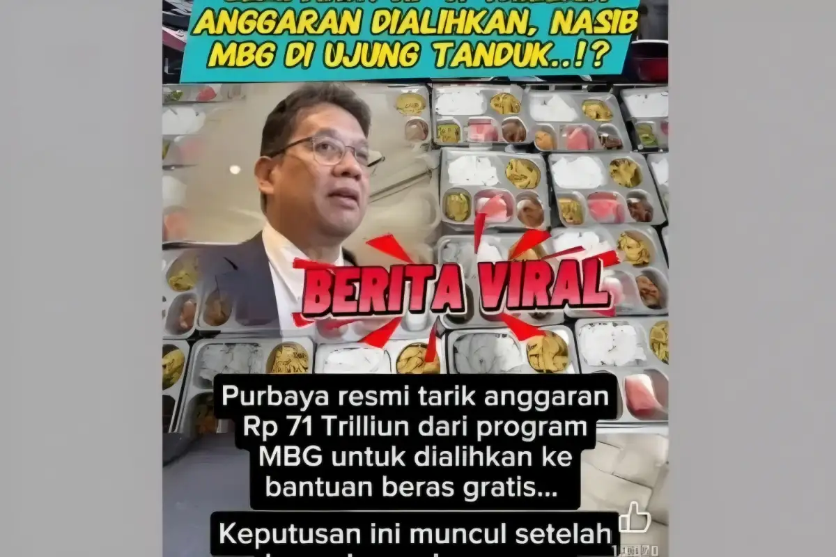 Isu Purbaya Tarik Anggaran MBG Rp71 Triliun untuk Bansos Beras Dibantah, Pemerintah Tegaskan Hoaks!
