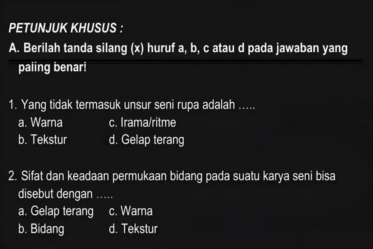 Unduh Soal SAS Seni Rupa Kelas 6 Semester 1 Lengkap dengan Kunci Jawaban