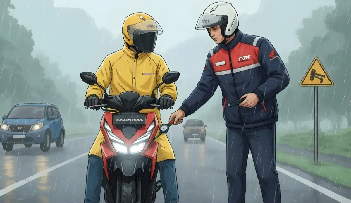 Cuaca Hujan? Simak Panduan Berkendara Aman dari Tim Safety Riding TDM Lampung