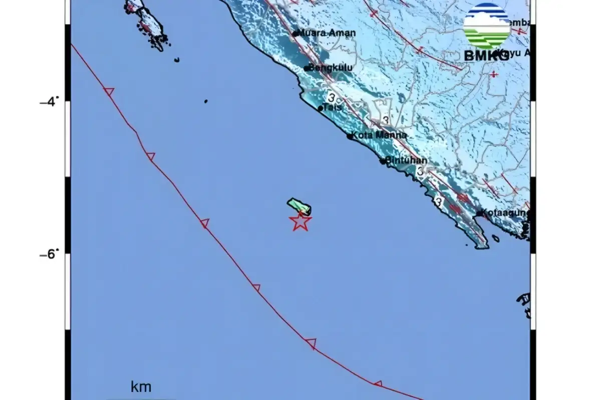 Gempa M5,9 Guncang Pantai Selatan Bengkulu, BMKG Pastikan Tak Berpotensi Tsunami
