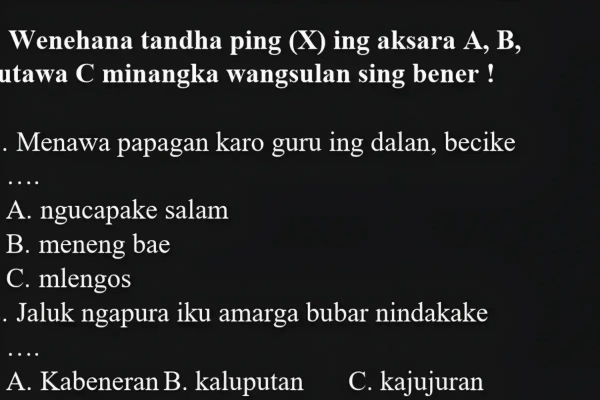 Lengkap dan Siap Cetak, Soal SAT/SAS Bahasa Jawa Kelas 1 Semester 2 Kurikulum Merdeka