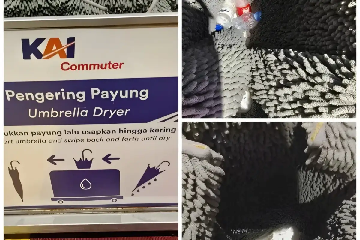 Pengering Payung KAI Disalahgunakan Jadi Tempat Sampah, Netizen Murka
